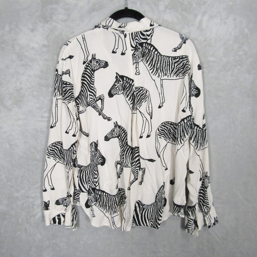 Jane And Delancey Shirt Size Medium Womens Zebra Print Button Down Long Sleeve - Picture 7 of 8